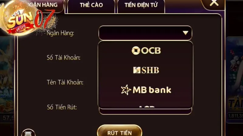 Quy trình nạp rút tiền tức thì 24/7 tại Sunwin